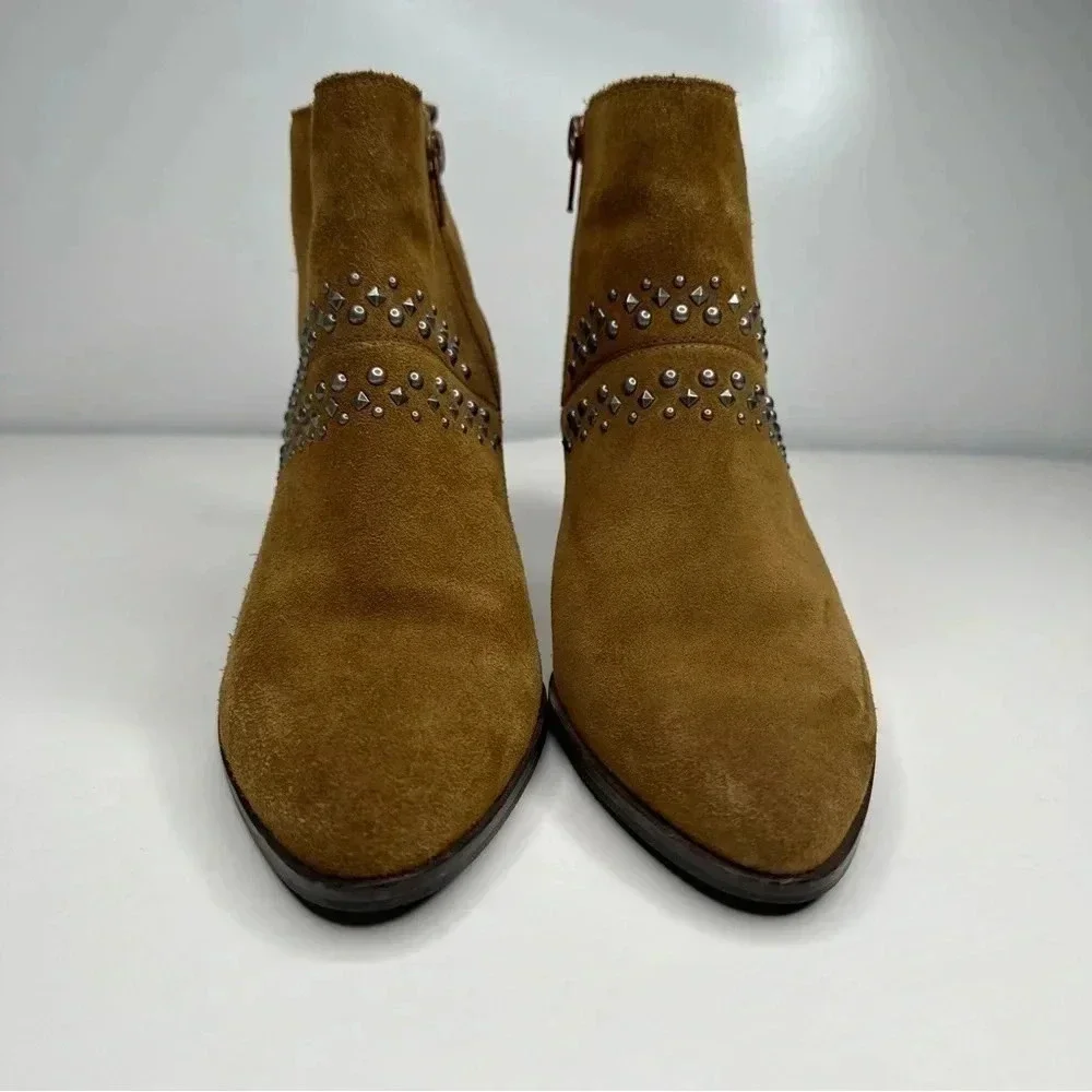 Lucky Brand Tapenade Suede Latinia  Studded Ankle Booties Size 6.5
